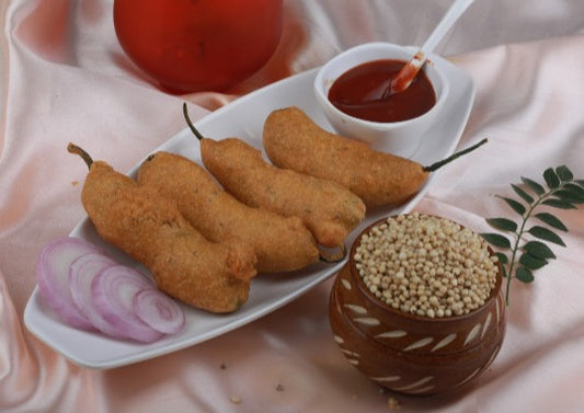 Proso Millet Mirchi Bajji ( వరిగెలు మిర్చి బజ్జీ )